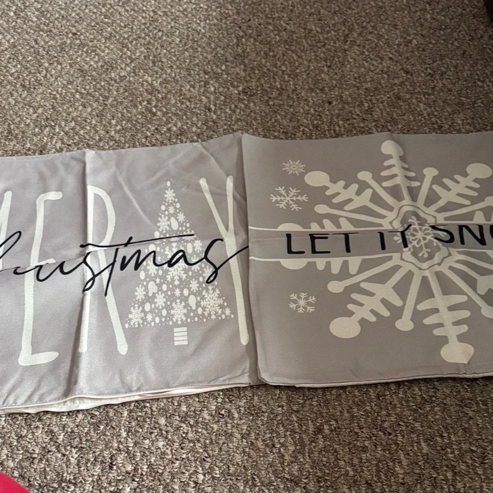 Gray Holiday Pillow Covers Set big pillows 22in by 22
